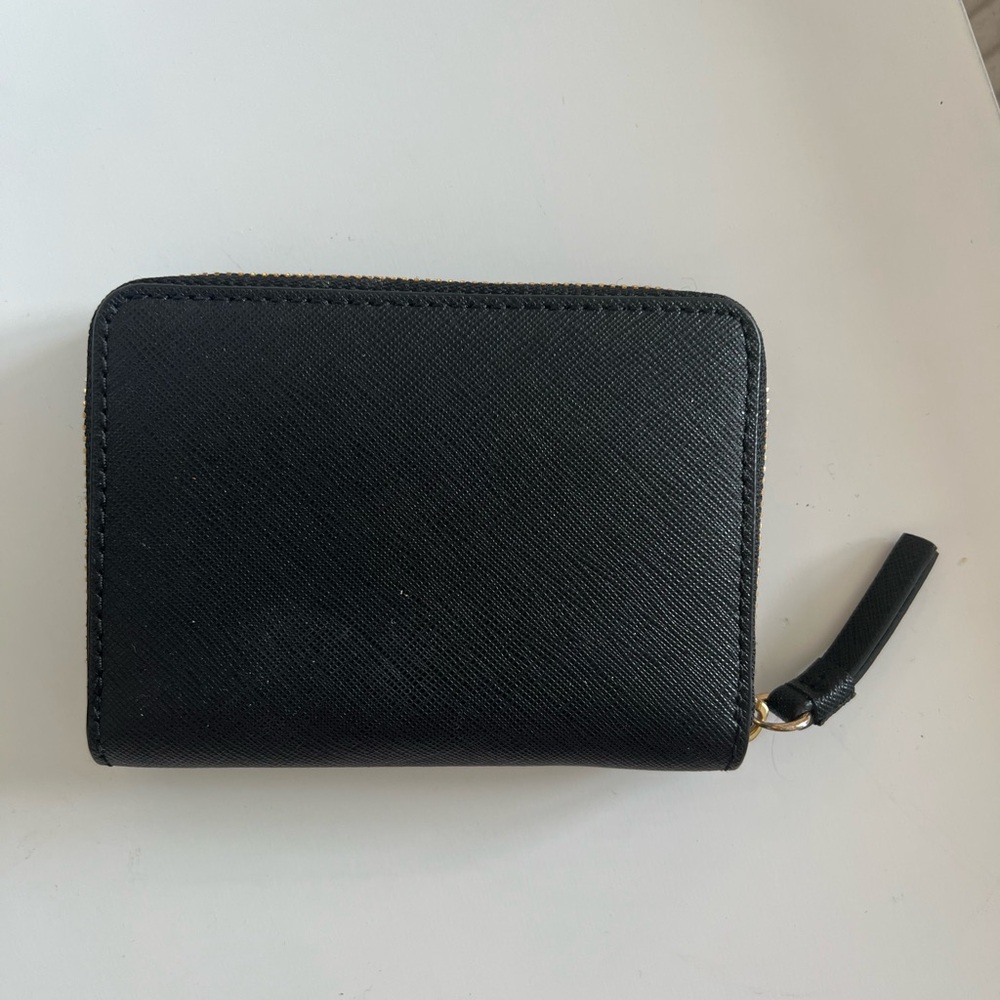 Tory Burch Robinson zip coin case wallet black gold - Picture 2 of 4